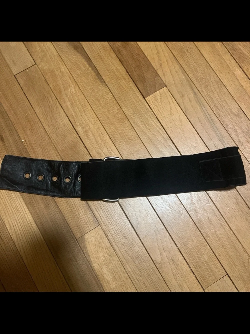 Leather Suede Grommet Belt Vintage 80’s Wide Buckle Punk Rock Womens Belt 40”
